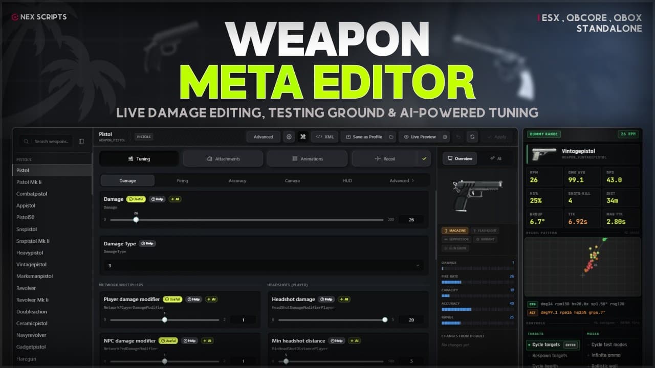 Weapon Meta Editor - EUR 18.7425 (25% OFF) | Onex Scripts | Onex Scripts
